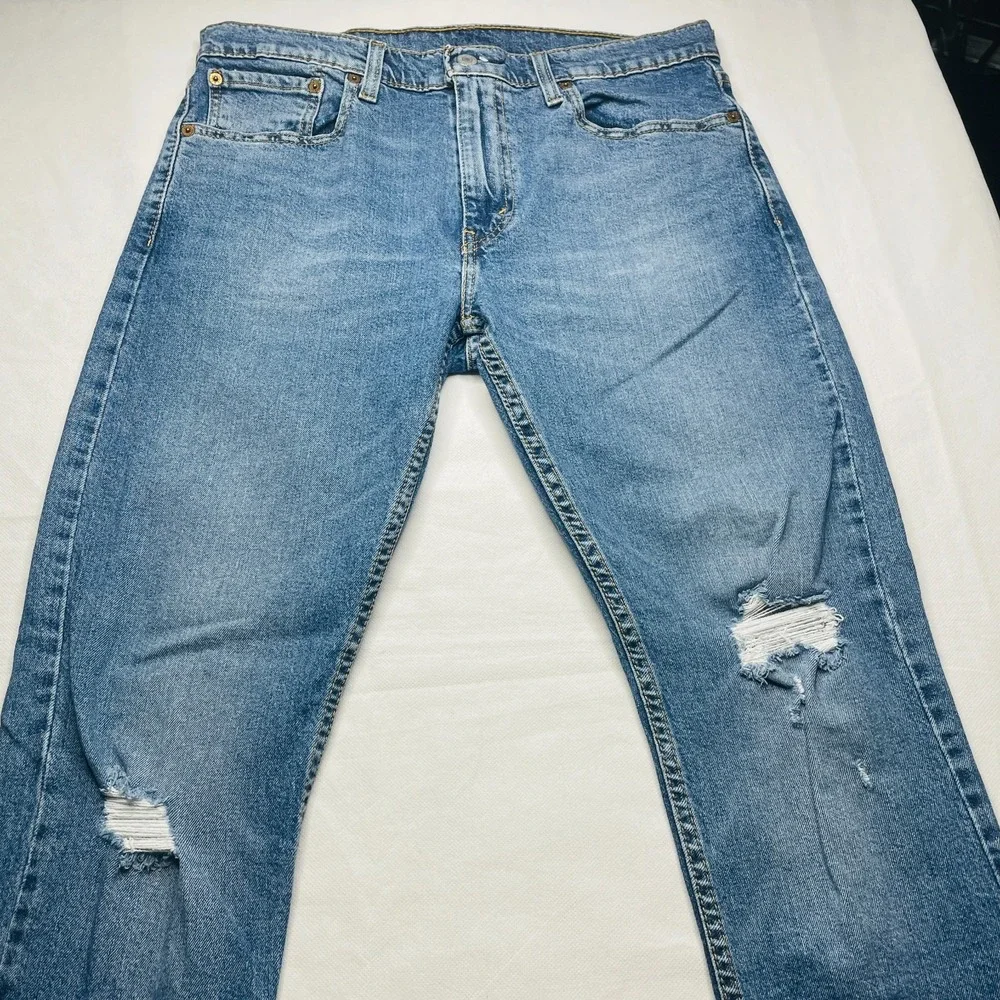 Levi's 512 Slim Taper Jeans Men 33x32 Light Wash Distressed Stretch